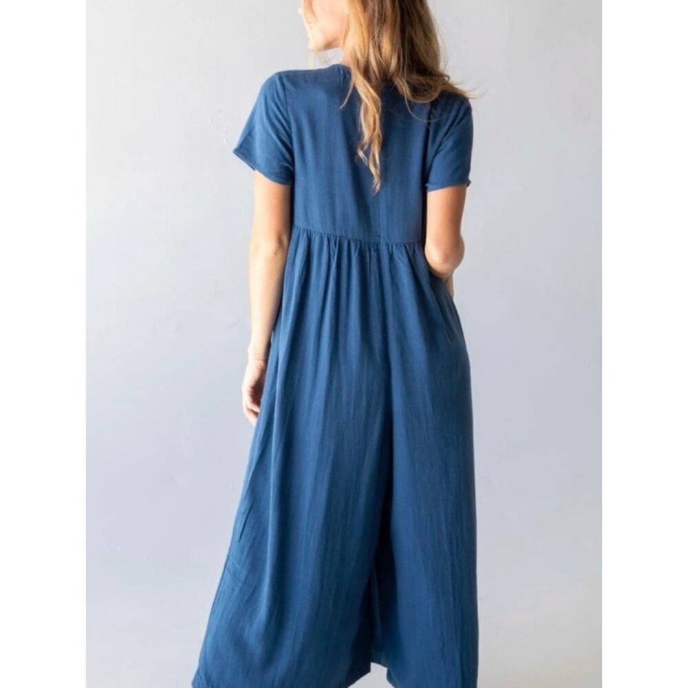 Natural Life Blue Avery Wide Leg Linen Blend Jumpsuit Sz.XS/S - Picture 5 of 16